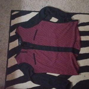 Burgundy and Black Long Sleeved Shirt